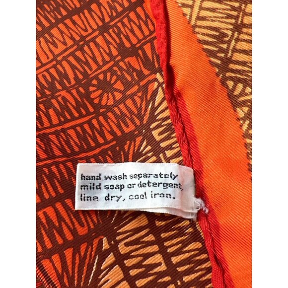 Vera Neumann Vintage Orange Geometric Rectangle Scarf Acetate Lightweight Wrap - Picture 6 of 6